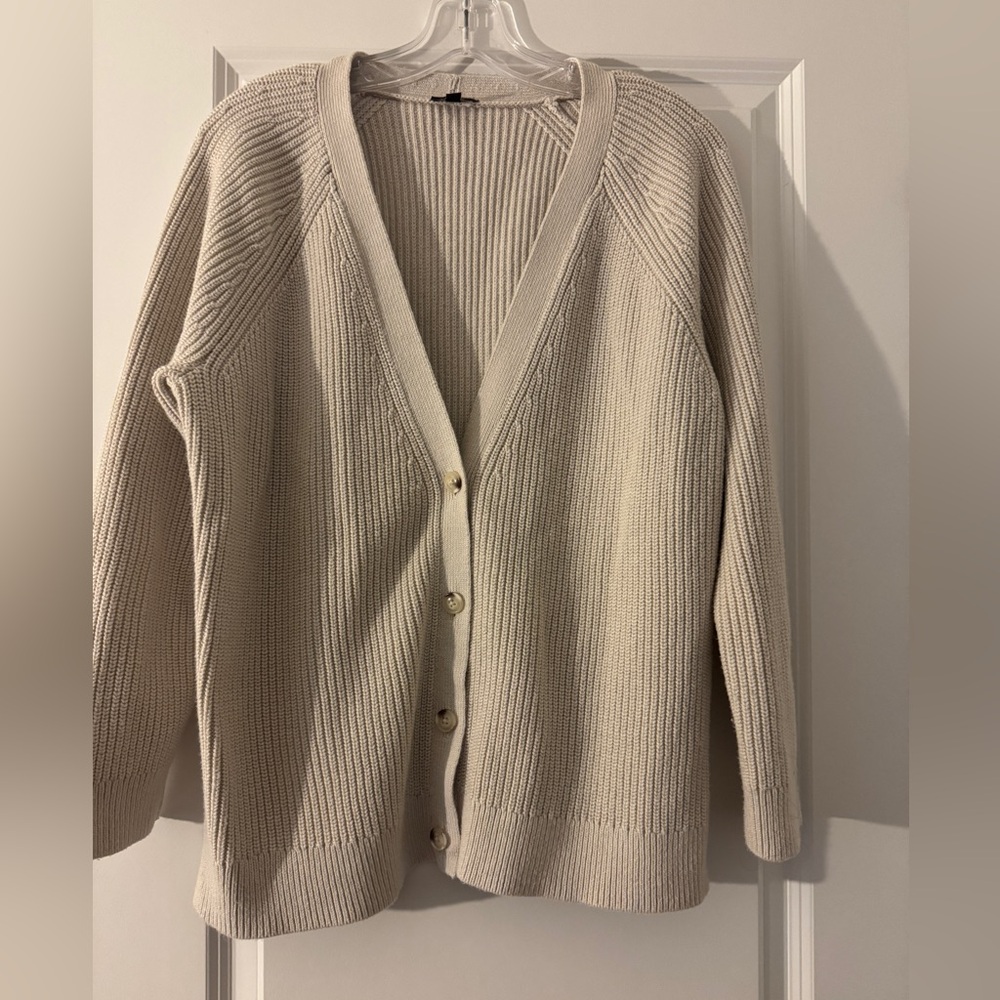Talbots Cream Ribbed Knit Cardigan Sweater